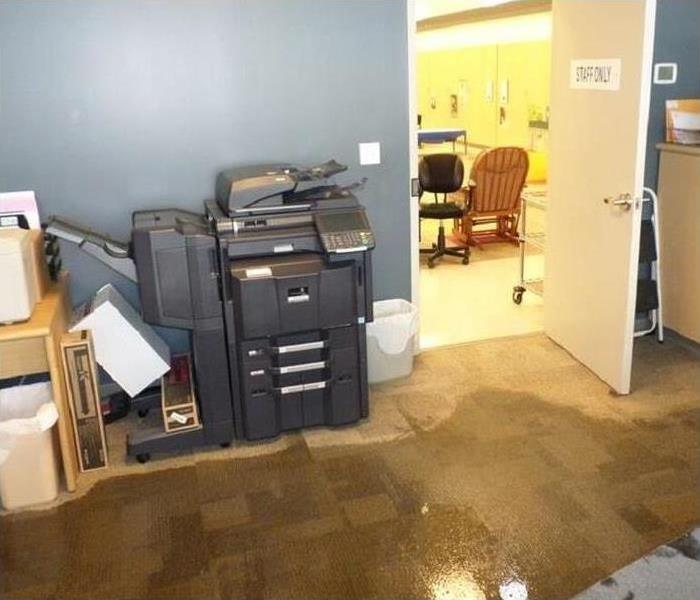 Office space that is flooded.